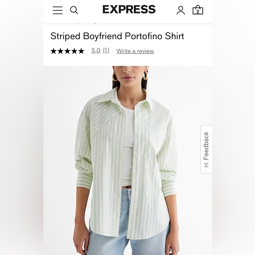 NWT Express Striped Boyfriend Portofino (sz L)